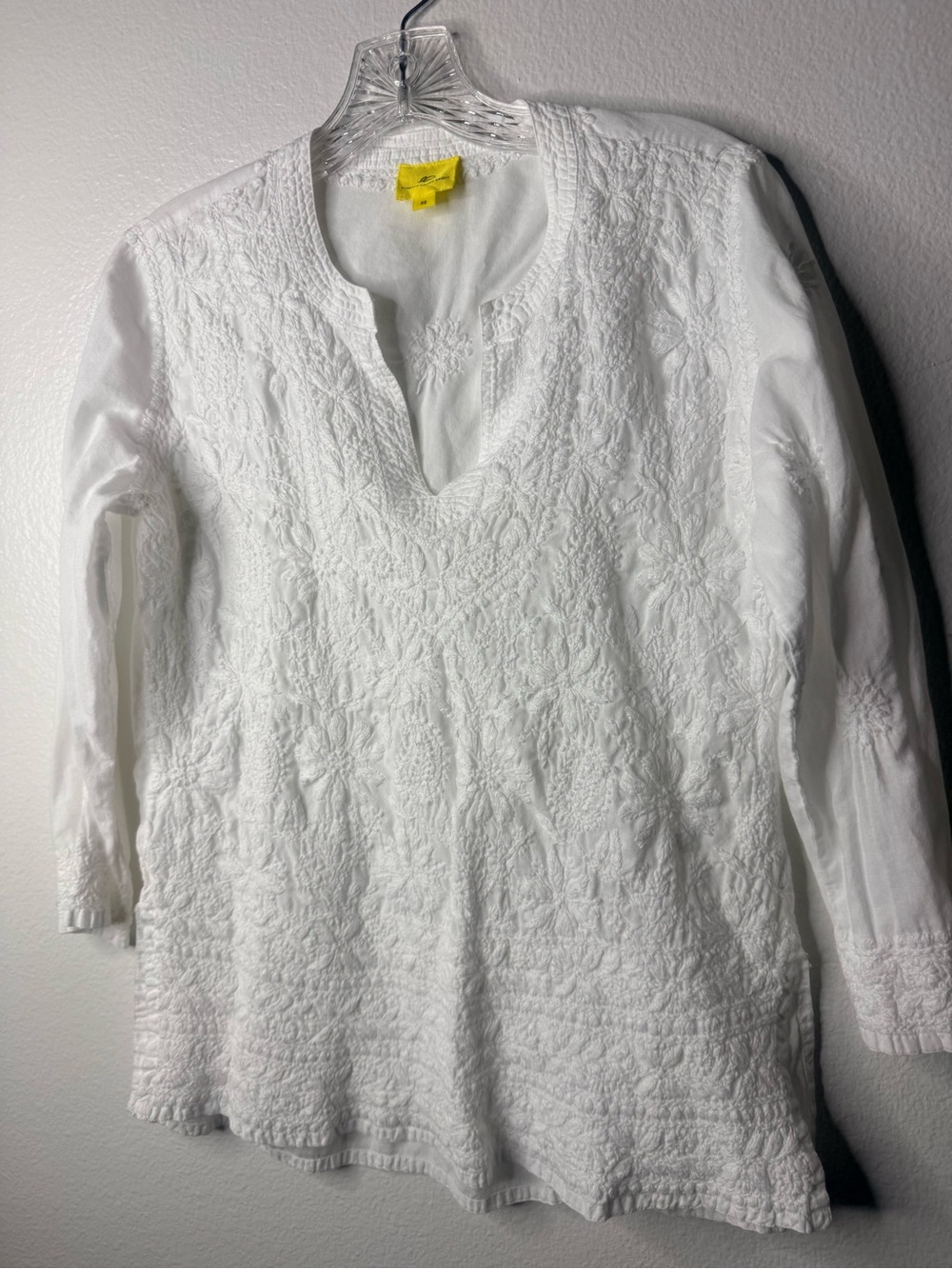 Roberta Roller Rabbit White Eyelet 3/4 Sleeve Cotton Top XS